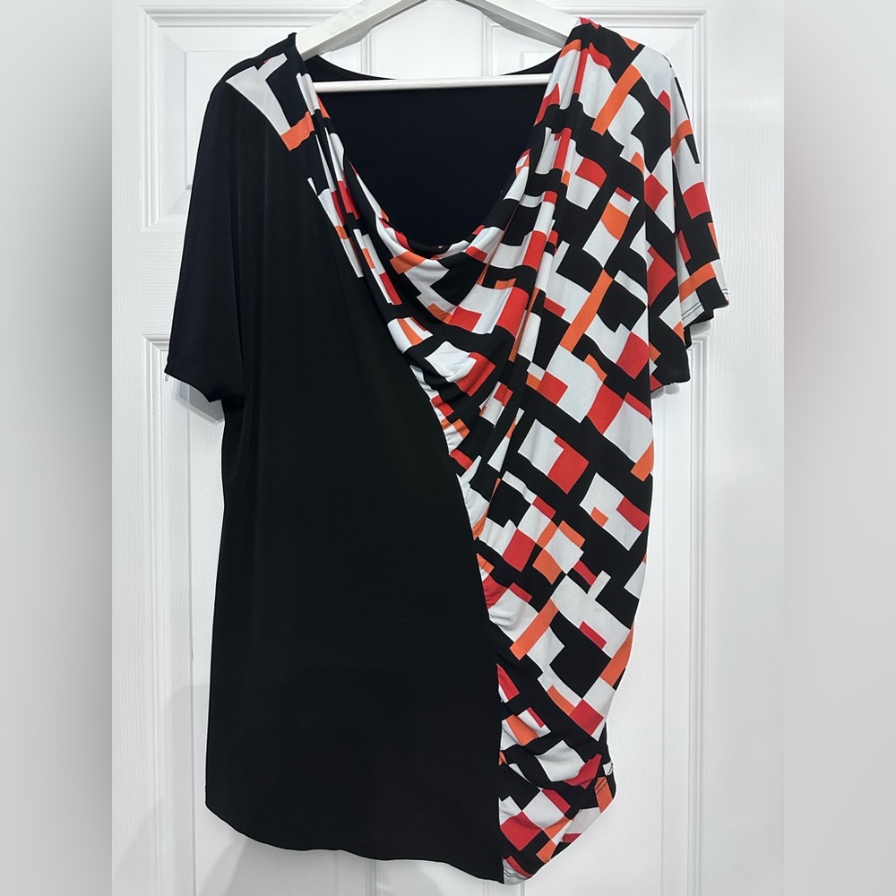Geometric Black and Multicolor Women's Top